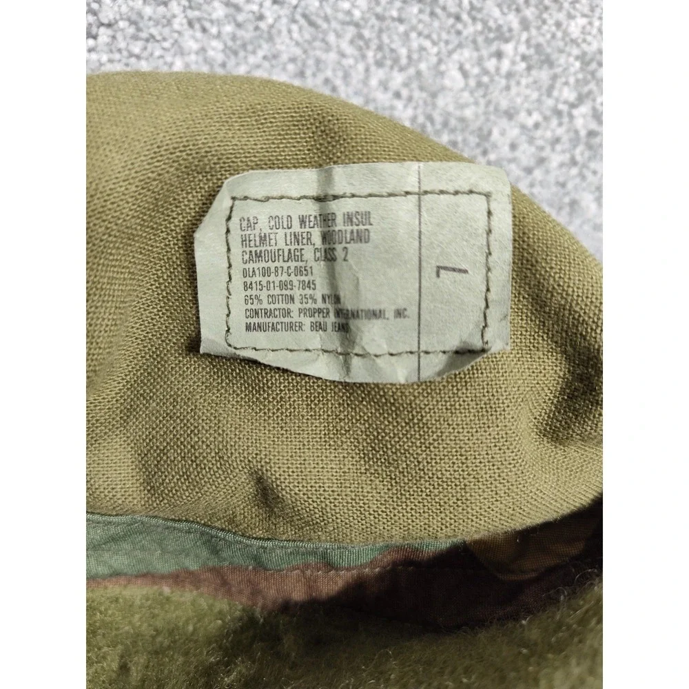 US Military Cold Weather Insulating Helmet Liner Woodland Camo Cap Size Large